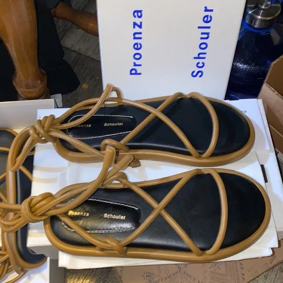 Proenza Schouler summer sandals pipe strappy khaki NWT